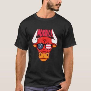 Camiseta Vaca Moorica de 4 de Julho Bandeira Americana Patr