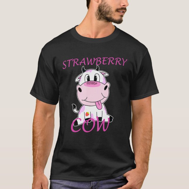 Camiseta Vaca Morango Fofo Vaca Rosa (Frente)