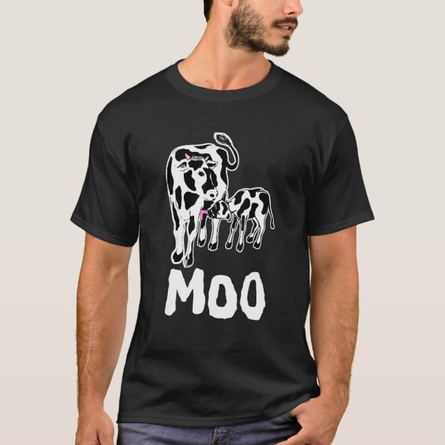 Camiseta Vaca Mugido  Vaca Mãe Bezerro Gado Fofo Vaca (Frente)
