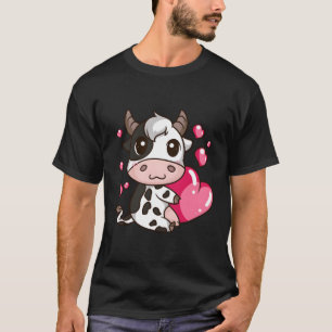 Camiseta Vaca namorados Segurando Dia de os namorados C de