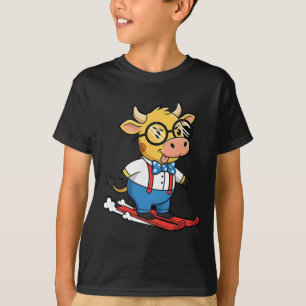 Camiseta Vaca Nerd Fofo De Esqui Gravata Borboleta Suspensó