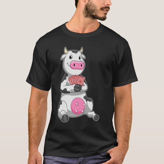 Camiseta Vaca no Poker com cartões Poker (Frente)