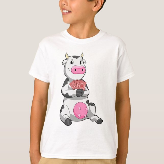 Camiseta Vaca no Poker com cartões Poker (Frente)