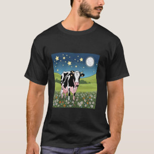 Camiseta Vaca no Prado Estrelado u2013 Cena Noturna Sonhado