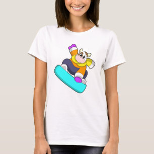 Camiseta Vaca no Snowboard com Snowboard