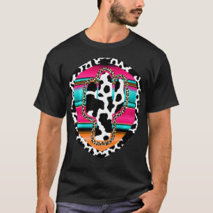 Camiseta Vaca Ocidental Cactus Leopard Cheetha Serape Turqu