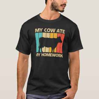 Camiseta Vaca Para Crianças Meninos Animal de Fazenda Vaca