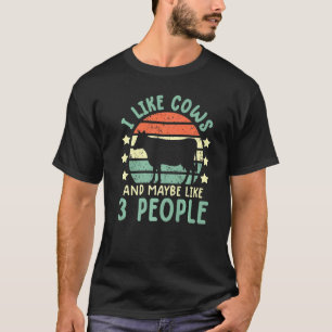 Camiseta Vaca Para Mulheres Eu Gosto de Vacas E 3 Pessoas V