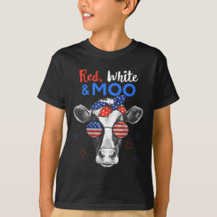 Camiseta Vaca Patriótica Bandeira EUA Engraçado 4 de Julho 