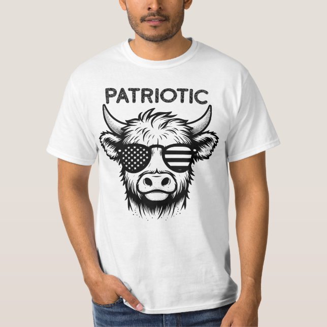 Camiseta Vaca Patriótica Highland, 4 de julho (Frente)