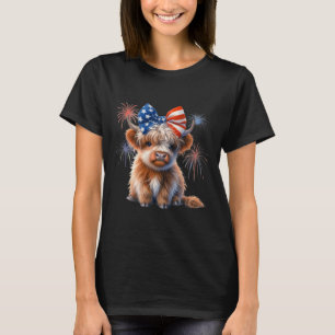 Camiseta Vaca Patriótica Highland Coquette 4 De Julho Farme