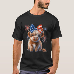 Camiseta Vaca Patriótica Highland Coquette 4 De Julho Farme