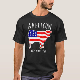 Camiseta Vaca Patriótica Vermelha Branca e Azul Maravilhosa