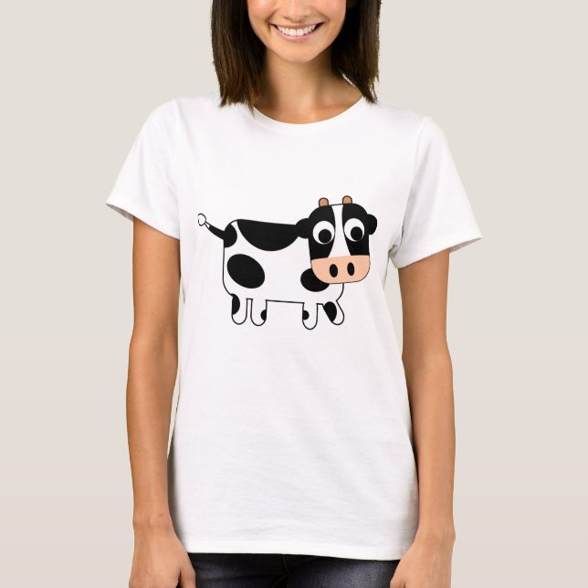 Camiseta Vaca preto e branco bonito (Frente)