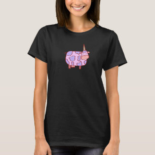 Camiseta Vaca Relaxada Com Chifre De Unicórnio