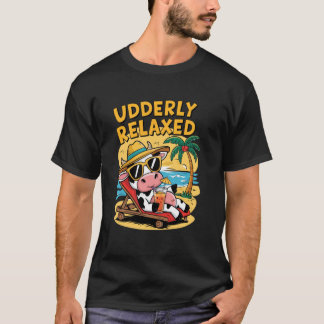 Camiseta Vaca Relaxada em uma Cadeira de Decks - Gráfico Ud