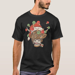 Camiseta Vaca Rena Chapeu Papai Noel Luzes de Natal Vaca Ch