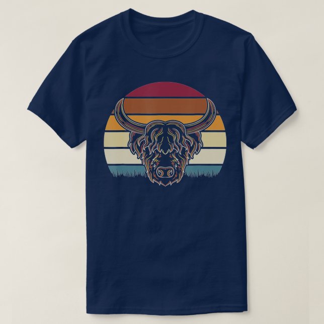 Camiseta Vaca Retro Highland (Frente do Design)
