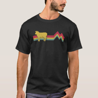 Camiseta Vaca retrô. Vintage Style Farmer Farmer Animal 70S