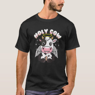 Camiseta Vaca Sagrada Auréola Asas de Anjo Cute Piada Novid