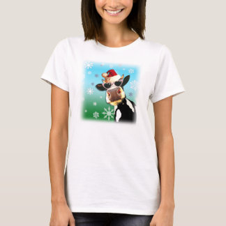 Camiseta Vaca Santa Hat Moootizada de Natal
