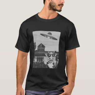 Camiseta Vaca Selfie Nave Alienígena Fazenda Confuso Faça U