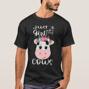 Camiseta Vaca Só Uma Menina Que Adora Leite De Vaca Farmer