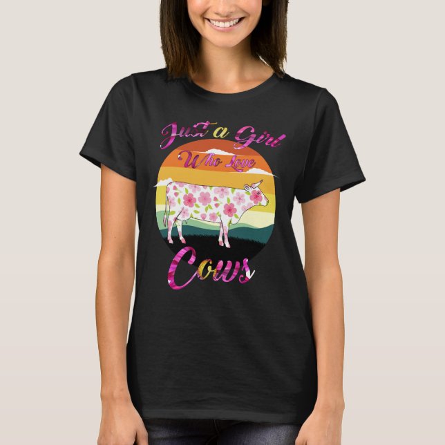 Camiseta Vaca Só Uma Menina Que Adora Leite De Vaca Farmer (Frente)