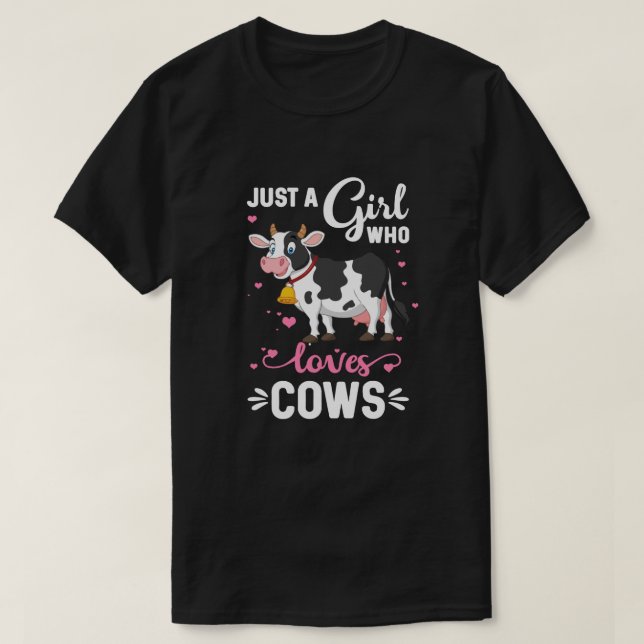 Camiseta Vaca Só Uma Menina Que Ama O Farmador De Vacas (Frente do Design)