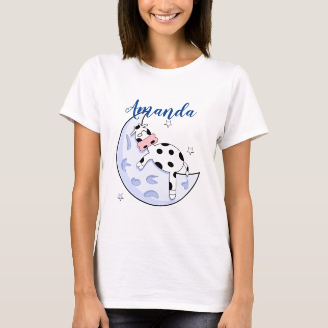 Camiseta Vaca sobre a Lua (Frente)