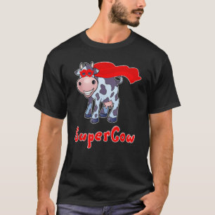 Camiseta Vaca Super-Herói Supercow Para Homens, Mulheres, C