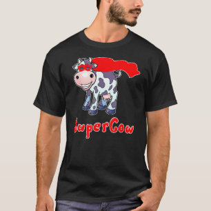 Camiseta Vaca Super-Herói Supercow Para Homens Mulheres Cri