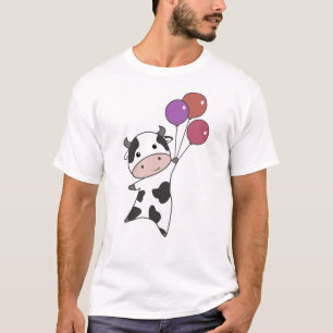 Camiseta Vaca Vaca Voa Balões Animais Bons