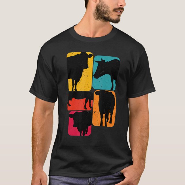 Camiseta Vaca vacas Design Retro (Frente)