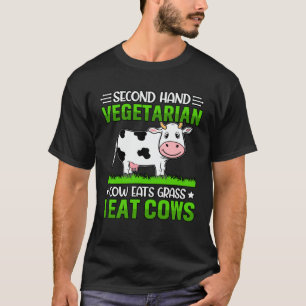 Camiseta Vaca vegetariana de segunda mão come grama eu como
