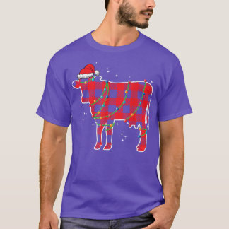 Camiseta Vaca Vermelha Touro Vaca Natal Luz Engraçada Xmas 