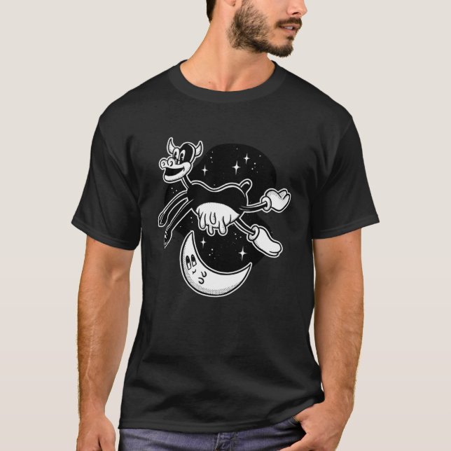 Camiseta Vaca via-láctea lua espaço salto (Frente)