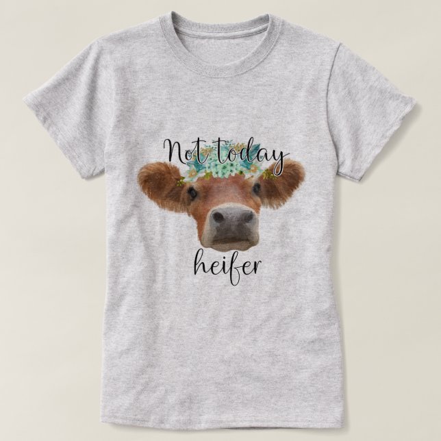 Camiseta Vaca Whimsic com Coroa Floral e Texto Humoroso (Frente do Design)