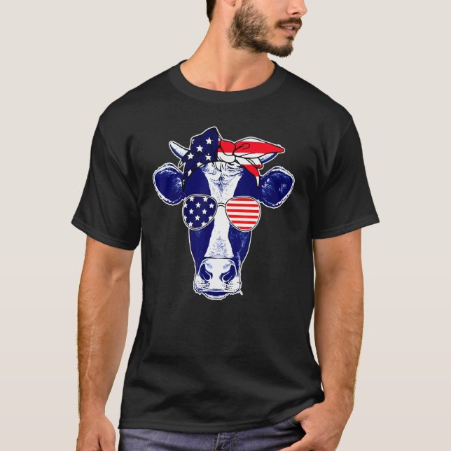 Camiseta Vacas Americanas Farmóticas Vaca Patriótica 4 De J (Frente)