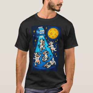Camiseta Vacas de desenho animado de abdução de ioga cósmic