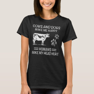CAMISETA VACAS E CÃES FAZEM-ME FELIZ QUE OS HUMANOS FAÇAM A