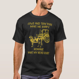 Camiseta Vacas E Tratores Fazem-Me Humanos Felizes Fazerem