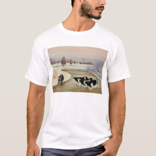 Camiseta Vacas em um rio do inverno