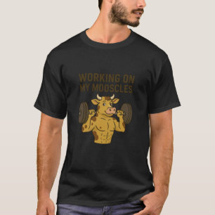 Camiseta Vacas Engraçadas Trabalhando Meus Músculos Mooscul