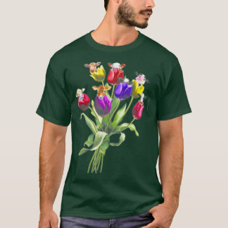 Camiseta Vacas Engraçadas Tulip Flor Primavera Tree Hippie
