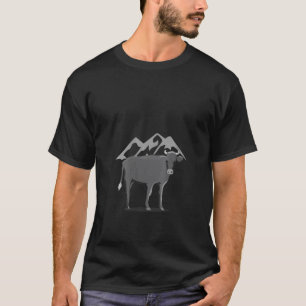 Camiseta Vacas femininas Vacas fofas Gado Montanhas Animal