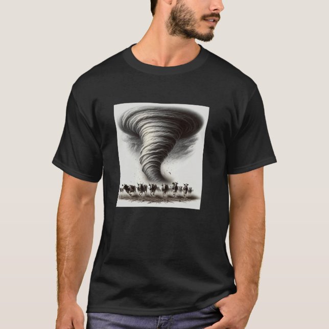 Camiseta Vacas Fugindo de um Tornado (Frente)
