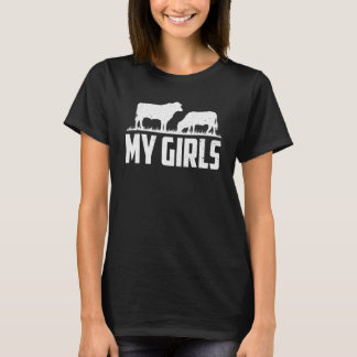 Camiseta Vacas Gado Vaca As Minhas Meninas Fazendeiro