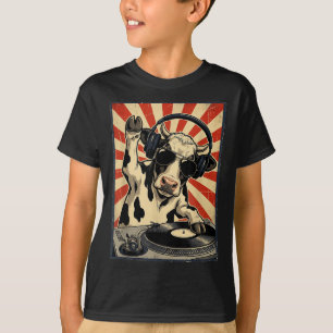 Camiseta Vacas legais de DJ retrô divertidas música homens