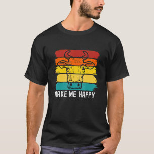 Camiseta Vacas Me Fazem Feliz Estilo Retro Animal de Fazend